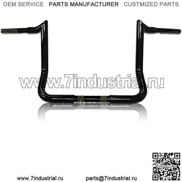 Руль Meathook Bagger Ape, 1 1/4 дюйма, высота подъема 14 дюймов, глянцевый черный, совместимость с Electra Glide (FLH), Electra Glide Classic (FLHTC) и Street Glide (FLHX) 1996-2020 гг.