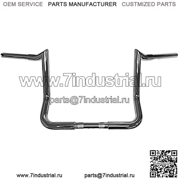 Руль Meathook Bagger Ape, 1 1/4 дюйма, высота подъема 14 дюймов, хромированный