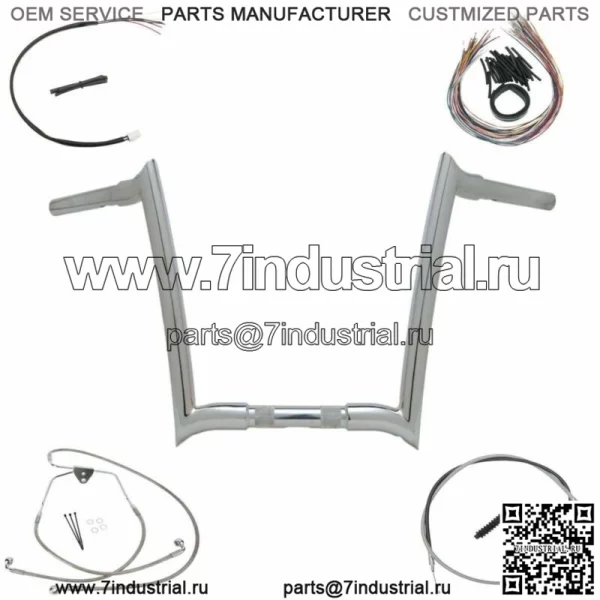 OEM Yaffe Chrome 12-дюймовый пакет Monkey Handlebar 2008-2013 Harley Road Glide King (Для: Harley-Davidson)