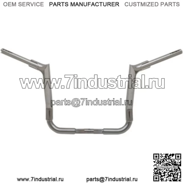 Fat Baggers 14 дюймов, 1 1/2 дюйма, хромированный руль EZ Pointed, состоящий из двух частей Harley Touring 14-20 (для: Harley-Davidson)