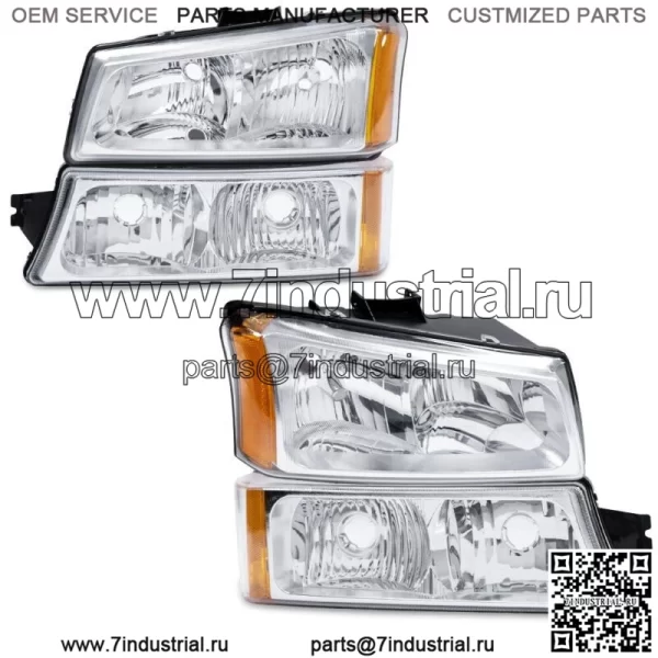 Подходит для 03-06 Chevy Silverado хромированные фары, сигнальный бампер, левый и правый (для: более одного автомобиля)