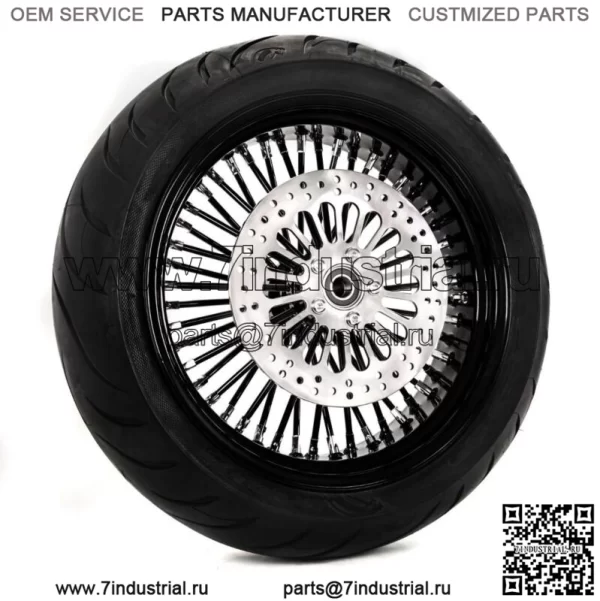 Black Out 18 X 3,5 48 Fat King Spoke Обод заднего колеса BW Пакет ротора с шинами Harley (Для: Harley-Davidson)