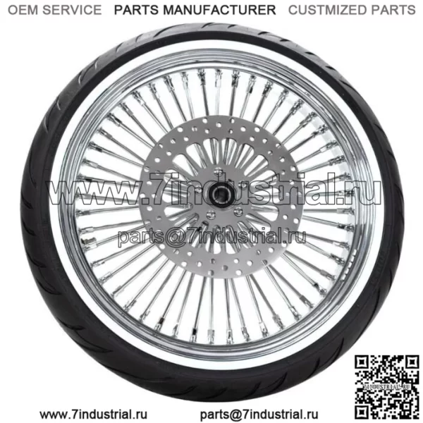 Переднее колесо 21 x 3,5 Chrome с 52 толстыми спицами Mammoth Fat Spoke WWW Tire 07-2020 Harley Softail (Для: Harley-Davidson)