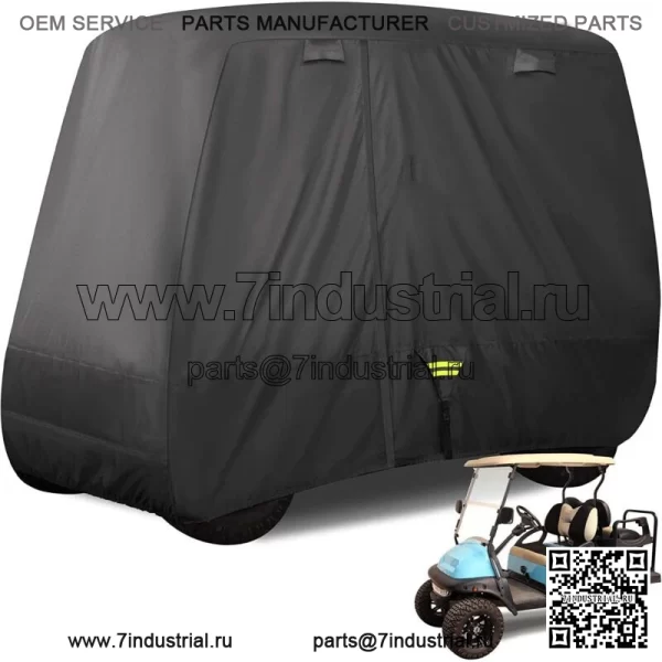 Черный чехол для гольф-кара для 2/4-местного автомобиля Yamaha EZGO Club с расширенной крышей 80 дюймов