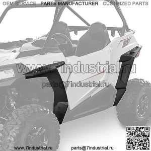 Комплект расширителей передних и задних крыльев для Polaris RZR 900 2014-2023 годов, брызговики, удлинители крыльев для Polaris RZR 900 / S 900 / Trail 900 / RZR Trail S 2014-2023 годов, аксессуары (номер замены 2879434) — 4 шт.