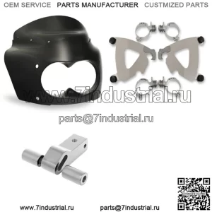 Крепление обтекателя Memphis Shades Road Warrior 9" Комплект черного лобового стекла Harley Dyna (Для: Harley-Davidson)