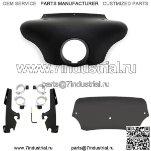 Обтекатель Memphis Shades Batwing, 5-дюймовое черное дымчатое лобовое стекло, комплект крепления Harley Dyna (для: Harley-Davidson)