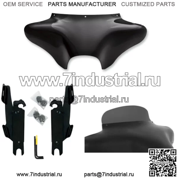 Обтекатель Batwing Memphis Shades 5, комплект для крепления на лобовое стекло дымчатого цвета Harley FLSTF без планки (для: Harley-Davidson)