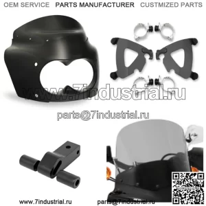 Крепление обтекателя Memphis Shades Road Warrior 13 дюймов Дымчатое черное лобовое стекло Harley Dyna (Для: Harley-Davidson)