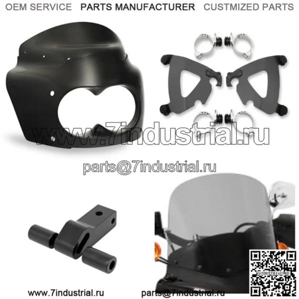 Крепление обтекателя Memphis Shades Road Warrior 13 дюймов Дымчатое черное лобовое стекло Harley Dyna (Для: Harley-Davidson)