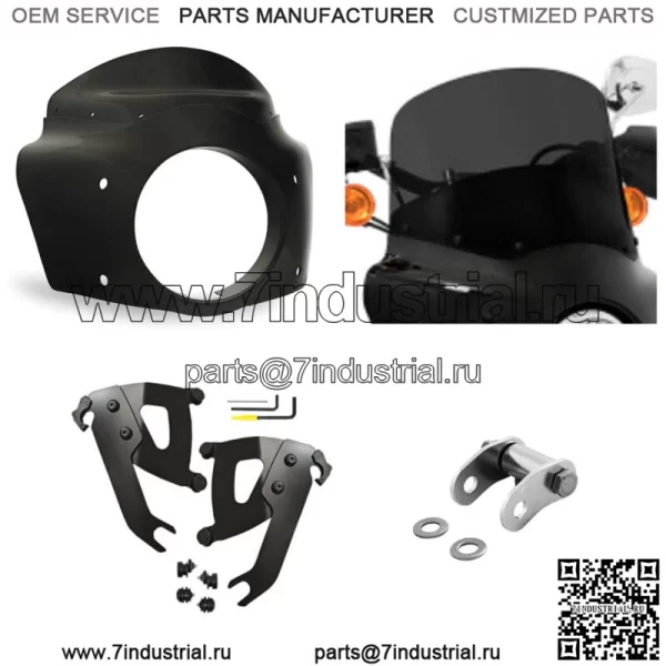 Обтекатель Memphis Shades Road Warrior Dark Black 11 Комплект лобового стекла Harley 18+ FLSL (Для: Harley-Davidson)