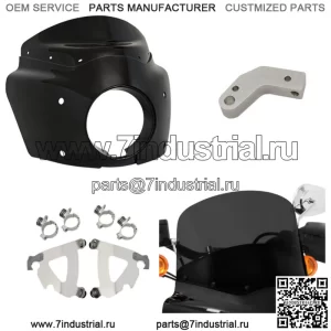 Комплект Memphis Shades Road Warrior Fairing 11, темно-черный полированный лобовое стекло Harley (Для: Harley-Davidson)