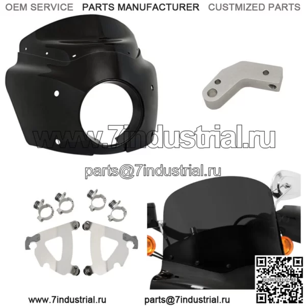 Комплект Memphis Shades Road Warrior Fairing 11, темно-черный полированный лобовое стекло Harley (Для: Harley-Davidson)