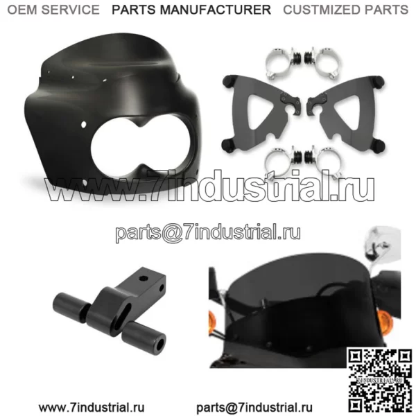 Крепление обтекателя Memphis Shades Road Warrior 9 дюймов, темно-черное лобовое стекло Harley Dyna (для: Harley-Davidson)