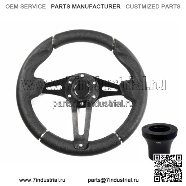 Черный руль гольф-кара в гоночном стиле, МОДЕЛЬ EZGO MEDALIST TXT RXV VALOR ST - Image 2