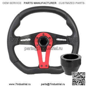 Force Steering Wheel Black с красными акцентами Can-Am Polaris + черная ступица