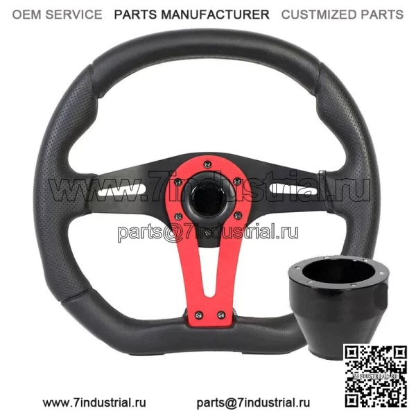 Force Steering Wheel Black с красными акцентами Can-Am Polaris + черная ступица