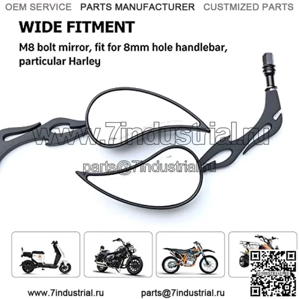 Зеркала заднего вида для руля мотоцикла — черные зеркала Harley Davidson, новые запасные части, совместимые со скутерами, мопедами, уличными велосипедами, мотоциклами для бездорожья, туристическими, круизерами, чопперами - Image 5