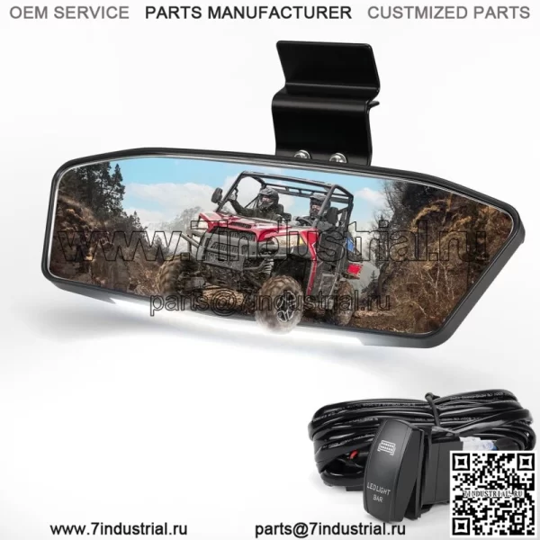 Центральное зеркало заднего вида со светодиодной подсветкой для Polaris Ranger 1000 XP 900 500 570 Crew