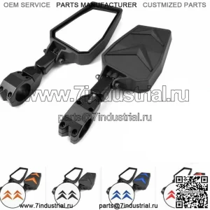 Боковые зеркала UTV размером 1,75–2 дюйма, складные и регулируемые для Polaris RZR S 800 900 XP 1000 (для: John Deere Gator CS)