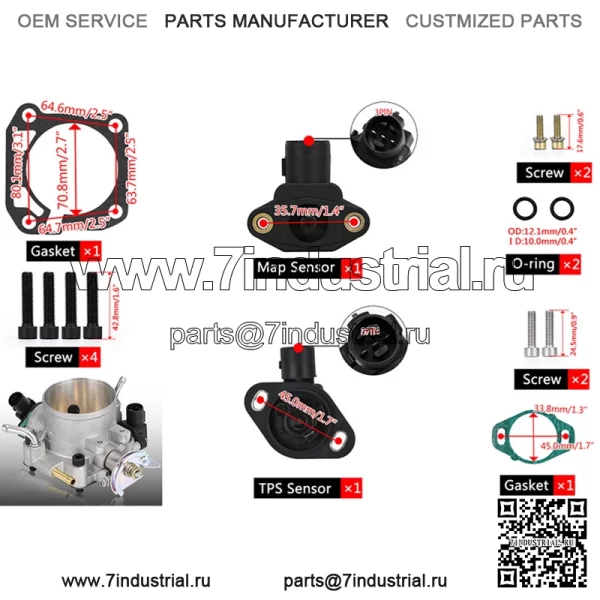 Подходит для дроссельной заслонки Honda Civic Accord B16 B18 309-05-1050 70 мм с датчиком - Image 4
