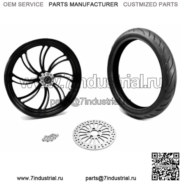 Заготовка обода переднего колеса Black Vortex 21" 3,5" Пакет шин BW Harley 08+ Custom (Для: Harley-Davidson)