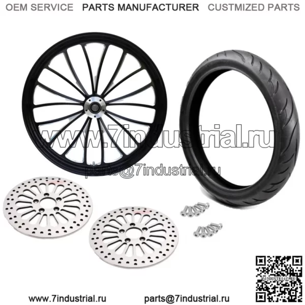Ultima Manhattan Black 23 x 3,5 Обод переднего колеса BW Tire Package DD Harley 2008+ (Для: Harley-Davidson)
