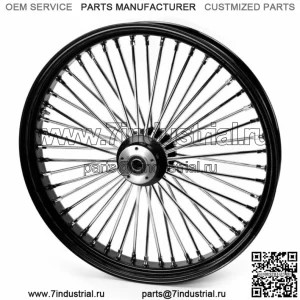 Переднее колесо 30 x 4 дюйма, 48 Fat King Spokes, черный обод, двойной диск Harley Touring Custom (для: Harley-Davidson)