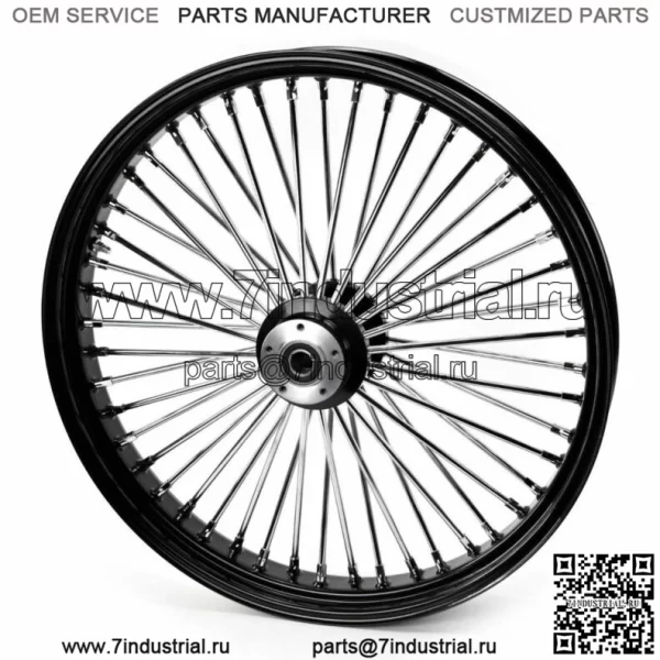 Переднее колесо 30 x 4 дюйма, 48 Fat King Spokes, черный обод, двойной диск Harley Touring Custom (для: Harley-Davidson)