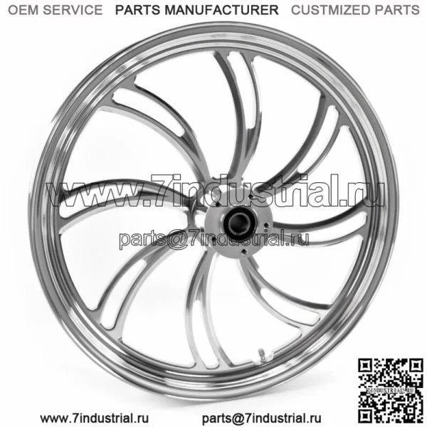 Полированный обод переднего колеса Vortex размером 18 x 3,5 дюйма Harley Touring Custom Dual Disc (для: Harley-Davidson)