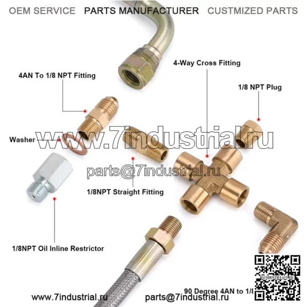 Комплект линии возврата турбинного масла 1/8 NPT 4AN T3 T4 T3/T4 T70 T66 T67 GT35 G - Image 3