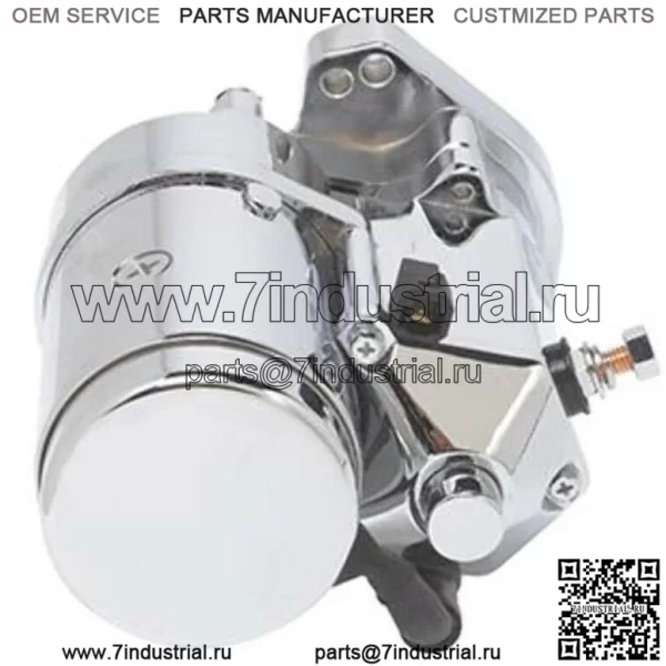 Стартер Ultima Thunder Fire Chrome 2,4 кВт с боковой угловой стойкой 89-06 Harley Big Twin (для: Harley-Davidson)