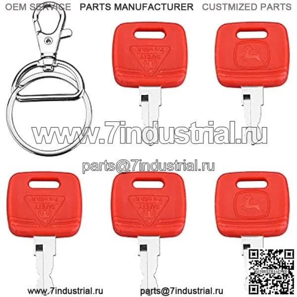 RE183935 Ключ зажигания, совместимый с трактором John Deere — RE71557 Ключи зажигания трактора подходят для сельскохозяйственного трактора John Deere 3033R 3320 5525 5045 3120 9400, ключи 5 шт. с 1 брелком, замена RE43492