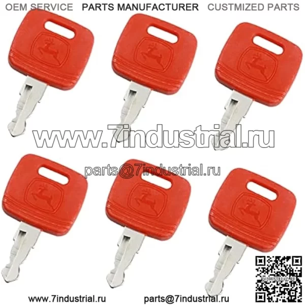 Ключ зажигания RE183935 RE71557 Замена ключа для трактора J-OHN Deere 2038R 5320 3120 3320 3720 4210 4320 4510 4710 5045E 5103 5203 7130 7230 8330 7810 9510 и 4730( Упаковка из 6)