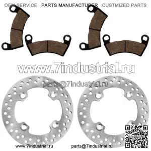 2 ротора и колодки переднего тормозного диска для Polaris Ranger Crew XP 1000 2017-2018 (для: Polaris)