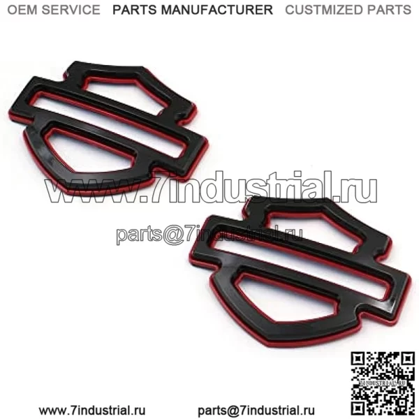 2 шт. двухслойные эмблемы подходят для эмблем Harley CVO Custom Tank Emblems (черный глянцевый)