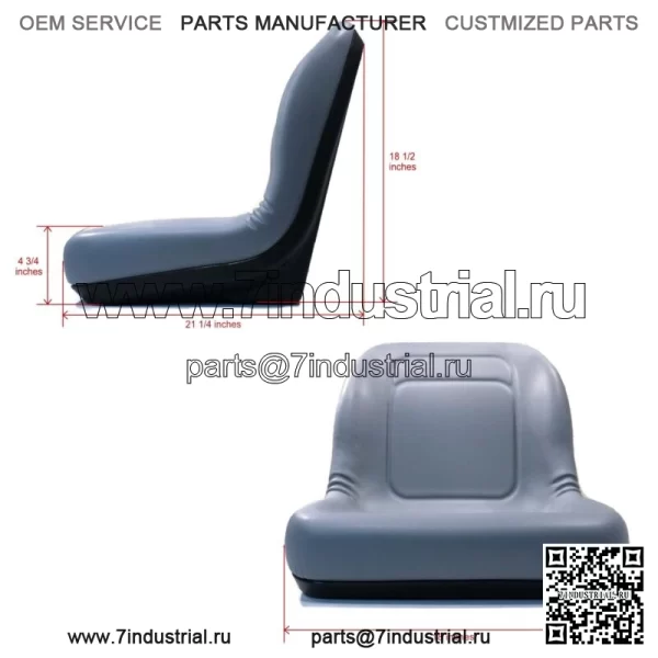 Серое сиденье с высокой спинкой подходит для John Deere Gators TX, TX Turf, TH 6x4, TE, XUV, Trail - Image 2