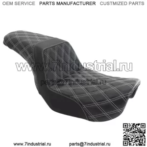 Сиденье Saddlemen Silver Step 2 Up с решетчатой ромбовидной строчкой Harley 06-17 Dyna FXD FLD (Для: Harley-Davidson)