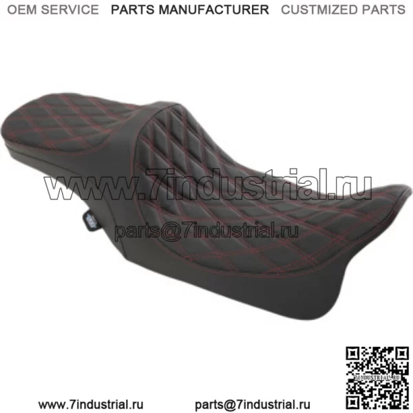 Predator III Red Dimond Stitch 2Up Seat Harley Touring 97-07 (Для: Harley-Davidson)