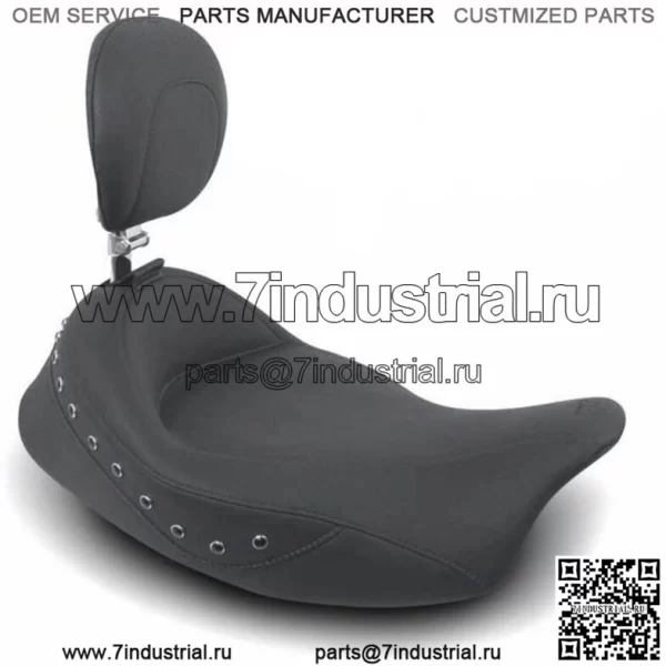 Mustang Vintage Super Solo Сиденье со спинкой водителя с черными заклепками 08-18 Harley Touring (Для: Harley-Davidson)