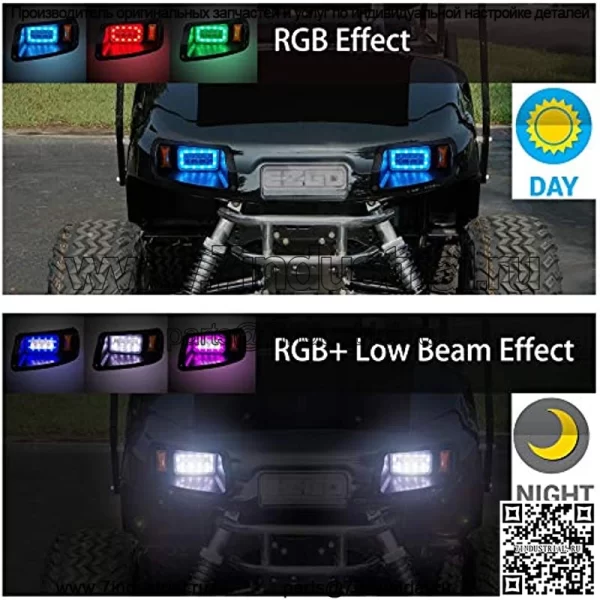 Комплект светодиодных фар и задних фонарей Golf Cart Deluxe для UP EZGO Freedom/T48/Valor 2014 года, дневные ходовые огни с музыкой RGB, указатель поворота, ближний и дальний свет, аварийный свет, стоп-сигнал, вход 16–80 В - Image 2
