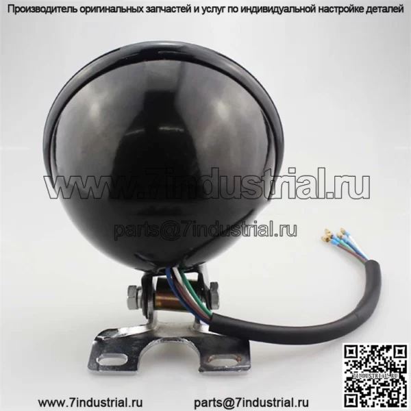 Ретро мотоцикл модифицированная металлическая фара фара ретро черная фара желтое стекло ретро фара дальняя и ближняя - Image 3