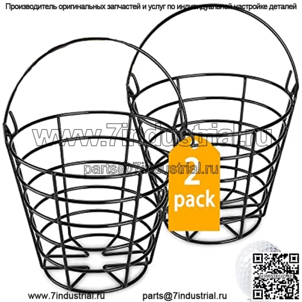 Металлическая корзина для мячей для гольфа, ведро для мячей для гольфа с ручкой, контейнер для мячей для гольфа, вмещает 50 мячей (мячи для гольфа не включены) - Image 2