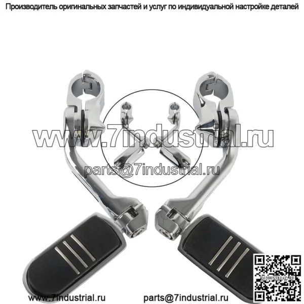 Хромированные длинные шоссейные подножки для рулей Harley Road King Street Glide 1-1/4 дюйма