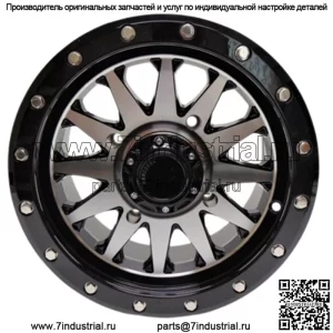 Колесо QuadBoss Wagon 14x7 4+3 со смещением 4/156, черное/механическая обработка RT-GW106147156BMA (для: Polaris)