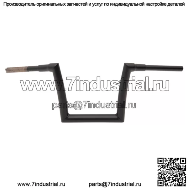 Руль полосовой 1 1/2", подъем 10", черный, плоский 0601-4882