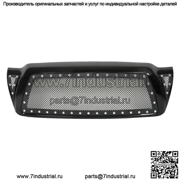 Для пикапа Toyota Tacoma 2005-2011 гг., верхняя решетка радиатора с заклепками и сеткой черного цвета TO1200279 - Image 3