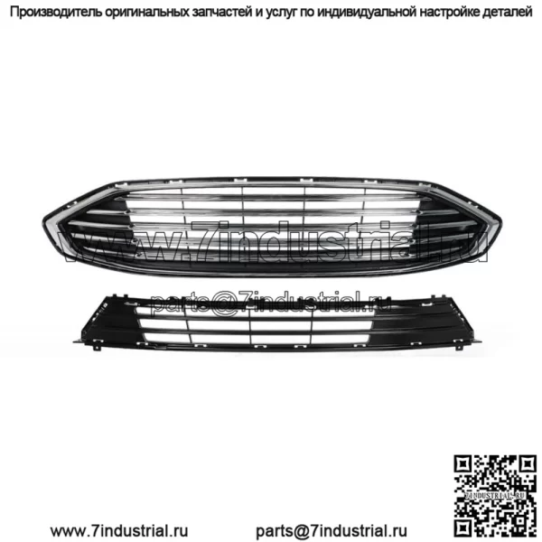 Для Ford Fion 2017-2018 гг. Верхняя и нижняя решетка переднего бампера в сборе, хром