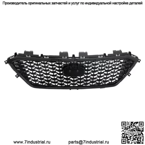 Для Hyundai Sonata 2015-2017 гг. Передняя верхняя решетка радиатора, черная, без отверстия для радара, пластик