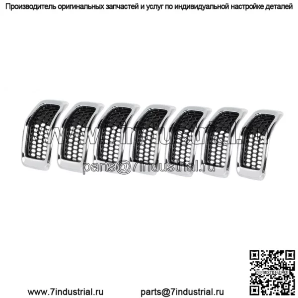 Подходит для Jeep Cherokee 2014-2018 7X Chrome Black Honeycomb Mesh Grille Inserts
